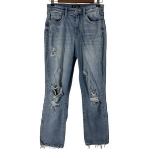 Judy Blue Straight Fit Distressed Women's 5/27 Light Wash Jeans #JB82391 Stretch